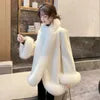 Womens Wool Blends Fur Coat Cape Shawl Korean Fashion Loose Short Jacket Female 230824
