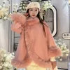 Womens Wool Blends Fur Coat Cape Shawl Korean Fashion Loose Short Jacket Female 230824