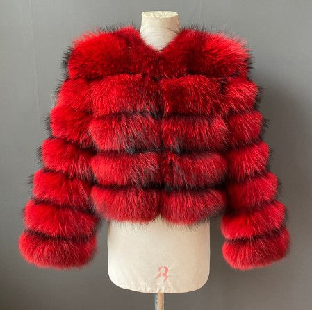 RNSHANGER Women Fake Raccoon Fur Jacket Autumn Winter Warm Coats Short Coat Jackets Furry Outerwear Elegant Thick Warm Coats
