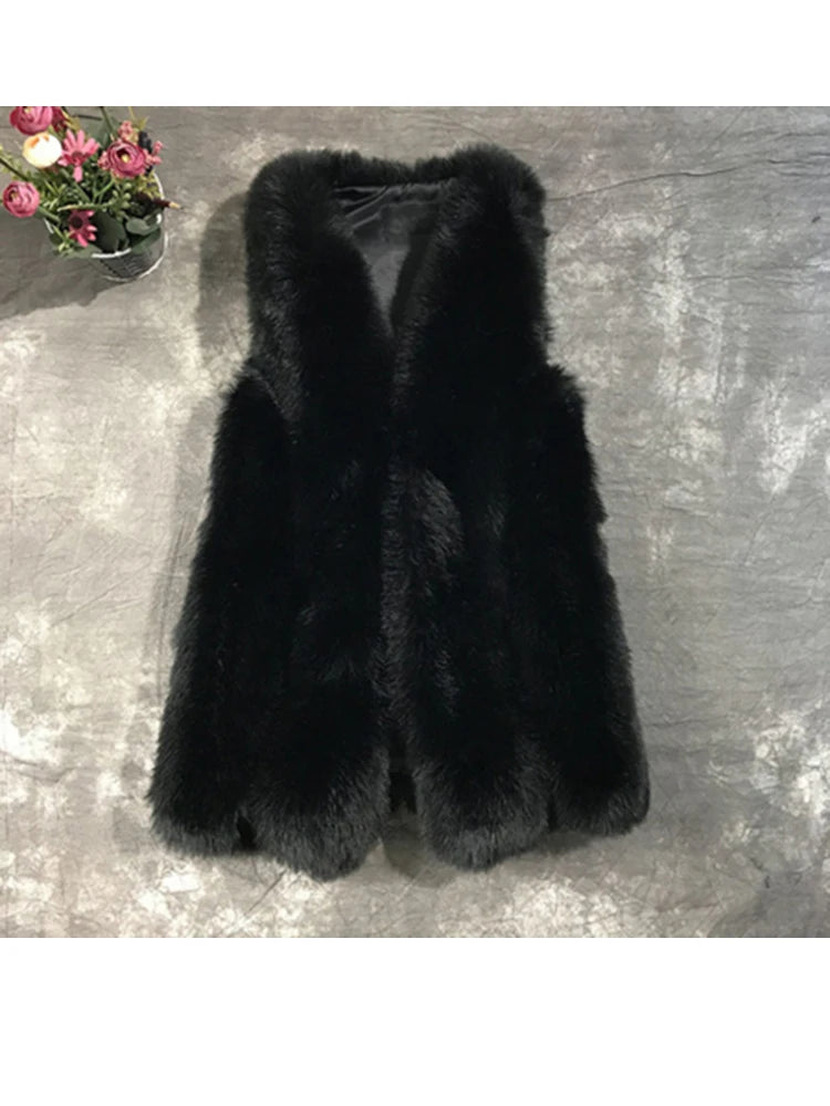 ZADORIN New Arrival Long Faux Fur Vest Fluffy Jacket Coats Women Slim Faux Fur Coat High Quality Patchwork Fake Fur Gilet